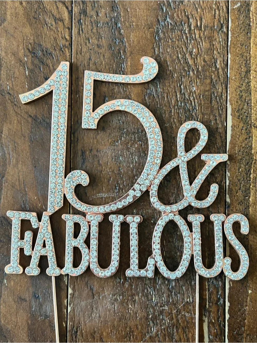 15 & Fabulous Silver Glitter Cake Topper - Party Decoration